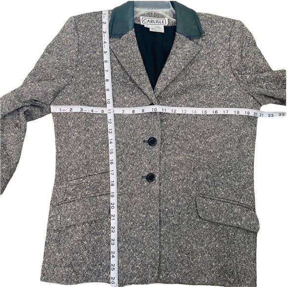 CARLISLE Vintage Wool Blazer Salt 'n' Pepper Tweed Style Jacket Black White 10 - Picture 5 of 12
